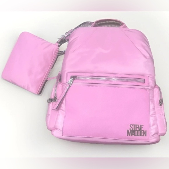 NEW Steve Madden Large Backpack Fondant Pink with Detachable Pouch Wristlet - Picture 5 of 11